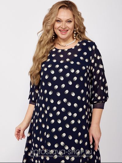 Шифоновое платье А-силуэта в синем цвете