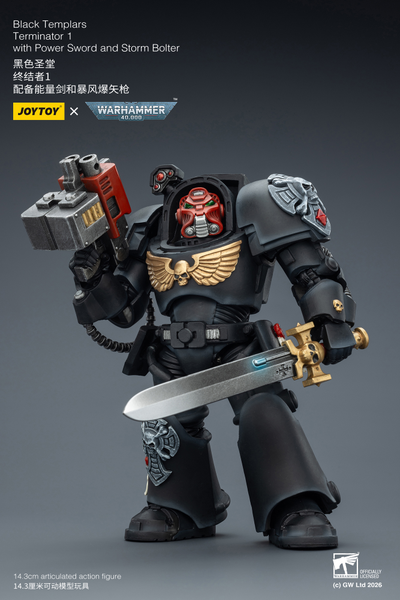 Терминатор Черных Храмовников (Warhammer 40K) - КОЛЛЕКЦИОННАЯ ФИГУРКА 1/18 Black Templars Terminator with Power Sword and Storm Bolter (JT03097) - JOYTOY