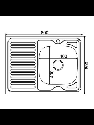 Нержавеющая кухонная накладная мойка MIXLINE 60х80 0,6мм правая левая выпуск 3 1/2 с сифоном глубина 16см