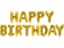 Мини-Надпись фольгированная "Happy Birthday", Золото