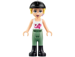 Friends Stephanie - Sand Green Riding Pants, Black Riding Helmet, Lavender Bow, White Top with Stars, n/a (frnd157)