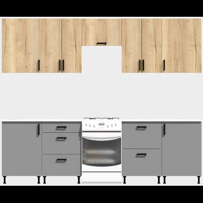 Кухня Эконом 2,4 метра (1200х1200) Цвет: Дуб Вотан/Базальт