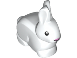 Bunny / Rabbit with Black Eyes and Mouth and Bright Pink Nose Pattern, White (29685pb01 / 6186286 / 6254176 / 6461276)