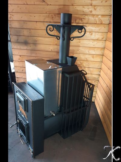 Печь банная "АНГАРА-34" + КАМИН-КОНВЕКТОР + Дверца со стеклом