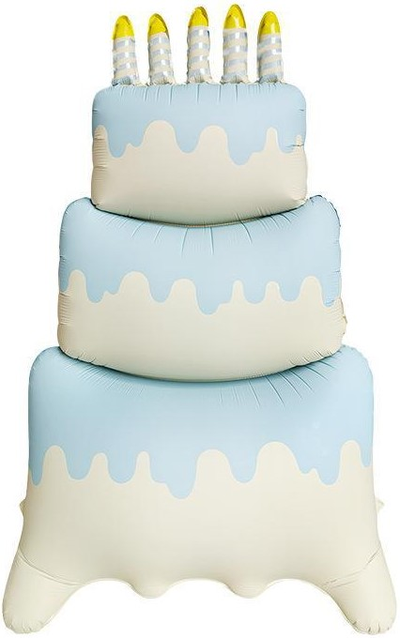 Шар 3D (47''/119 см) Фигура, Торт со свечками, Голубой, Сатин