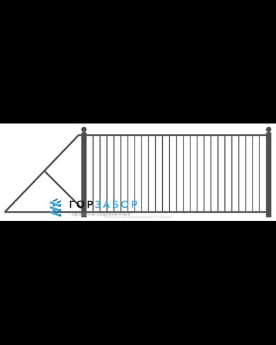 Установка откатные сварные ворота для забора SZ15-03 под ключ в Москве и МО