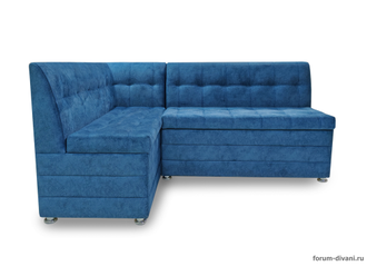 Кухонный Угловой диван "ФОРУМ-5МН" Стандартный велюр Синий, левый