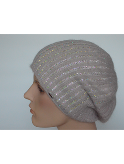 Берет со стразами женский вязаный Vizio Италия 6900 розовый