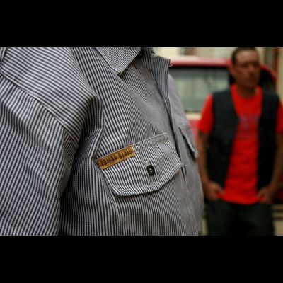 Рубашка Prison Blues® HICKORY WORK SHIRT [Пуговицы/Короткий рукав]