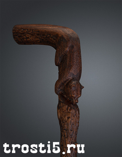 Резная деревянная трость "Медведь на дереве"