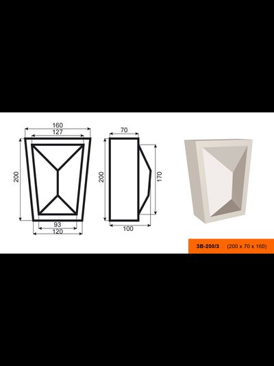 Фасадный замковый камень из пенополистирола с покрытием LEPNINAPLAST (Лепнинапласт)  ЗВ-200/3