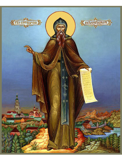 Антоний Печерский (Киево-Печерский), Святой Преподобный. Рукописная икона.