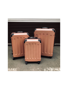 Комплект из 3х чемоданов ABS с накладками S,M,L пудровый
