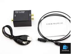 Аудио конвертер декодер звука цифрового spdif optical coaxial в аналоговый 2.0 переходник с оптического аудиовыхода на тюльпаны