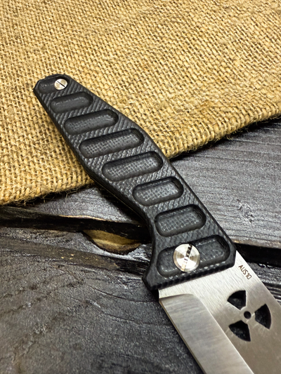 Фрикционный складной нож Атом-1 сталь AUS10, рукоять G10 черный