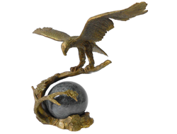 Статуэтка Орел на шаре, бронза/змеевик