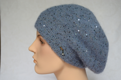 Голубой женский берет с пайетками Vizio Италия 6917