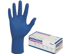 Перчатки DERMAGRIP High Risk латексные 50шт/25пар (синий)