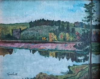 "Осенний пейзаж" холст на фанере масло Громова М.Б. 1987 год
