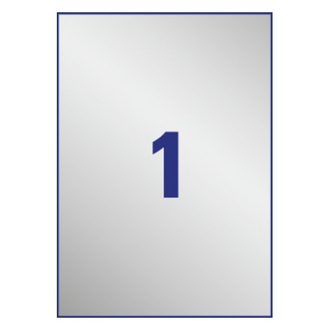 Этикетки А4 всепогодные MultiLabel, серебристый полиэстер, 210x297мм, 1шт/л, 20л, 21210297