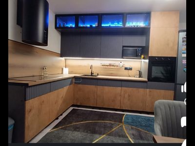 Кухня угловая "МРКГ 200/Оливия" Графит/Экзотическое дерево  3х1.8 м (МР)