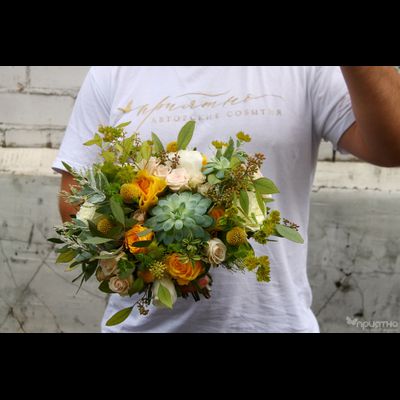 Букет невесты &amp; Бутоньерка № 1323