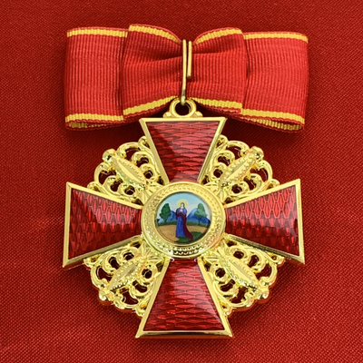 Орден Святой Анны 2-й степени, с бантом из муаровой ленты. Полноразмерная копия LUX! Лот № 94.