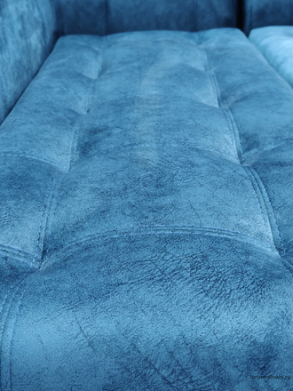 Кухонный Угловой диван "ФОРУМ-5МН" Стандартный велюр Синий, левый