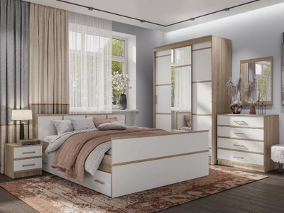 Сакура Кровать 1,6м LIGHT Дуб сонома/белый