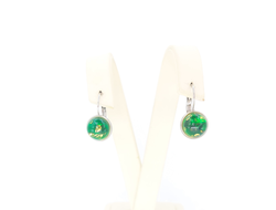 Серьги с янтарем и зеленой линзой