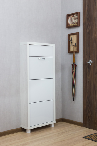 Обувница Айрон-3 Плюс (фасад стекло Белое)