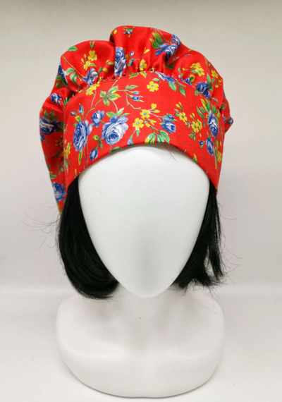 Повойник "Красный с букетами"