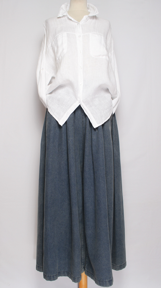 Рубашка лён "ПРЯМАЯ ДВА КАРМАНА" желтая, белая р.46-50