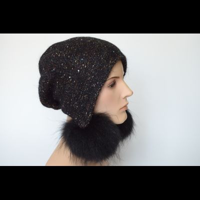 Шапка Vizio 1010 PP 66 ушанка черная с помпонами