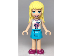 Friends Stephanie - Medium Azure Skirt, White Top with Palm Trees, n/a (frnd353)