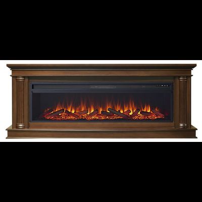 Линейный электрокамин Rome каштан с очагом Vision 60 LOG LED