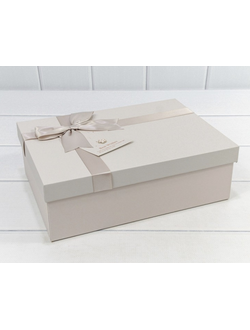 Коробка подарочная с бантом и цветком (пудровая), 26*19*8см