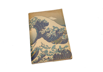 Обложка на паспорт с принтом по мотивам картины Кацусики Хокусая "Большая волна в Канагаве"