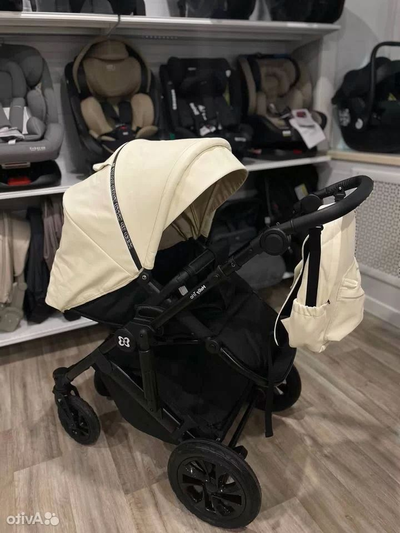 Детская коляска 3 в 1 Farfello Molly Trio Жемчужный (Экокожа)