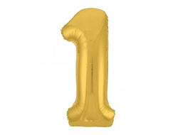 Фольгированная цифра 1, 100 см, золото  В НАЛИЧИИ