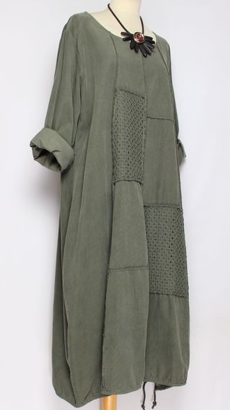 Платье Бохо вельветовое "Сетка трикотажная спинка1" хаки до р.56