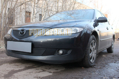 Защита радиатора Mazda 6 2002-2005 black верх