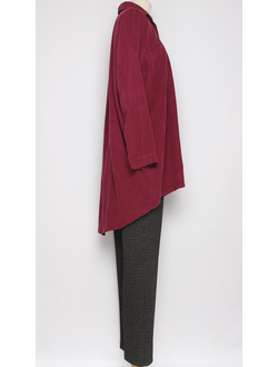 Рубашка Бохо "Вельвет асимметрия" винный, шоколад, черная до р.56