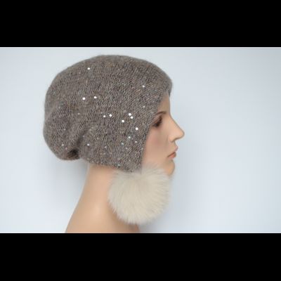 Шапка ушанка с помпонами ореховая Vizio Италия 8022 РР 99