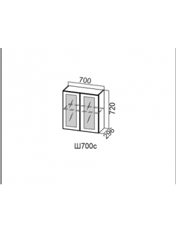 Шкаф навесной 700/720 (со стеклом)
