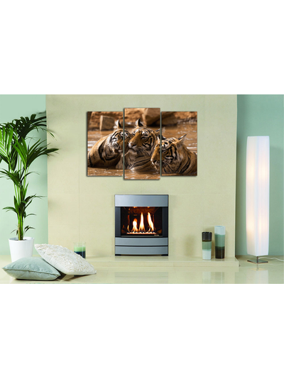 Модульная картина "Тигры в воде"