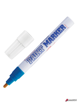 Маркер-краска лаковый (paint marker) MUNHWA, 4 мм, СИНИЙ, нитро-основа, алюминиевый корпус, PM-02. 151479