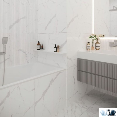 Плитка настенная Eurotile Statuario white decor 30 х 60 см под мрамор