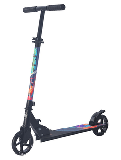 Самокат Sportsbaby Street Art MS-140 черный со светящимися колесами