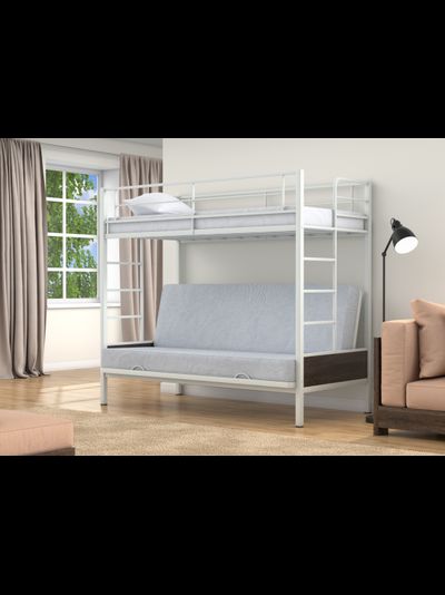 Двухъярусная кровать-диван Дакар 1 Белый (вставки венге)